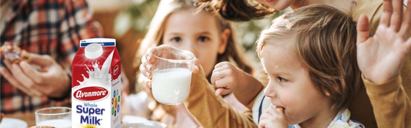 Family drinking Avonmore Super Milk